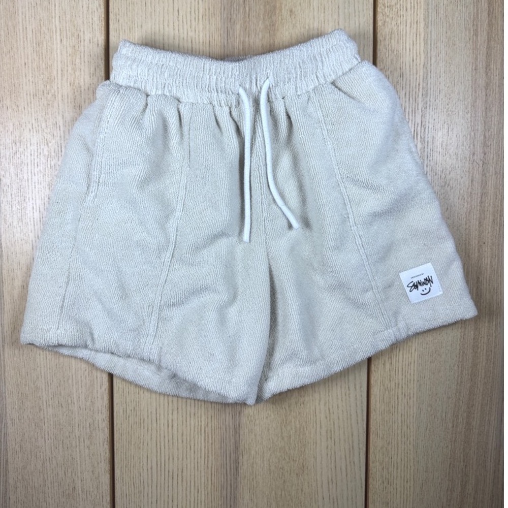 Cream Terry Cloth Drawstring Shorts kids 11